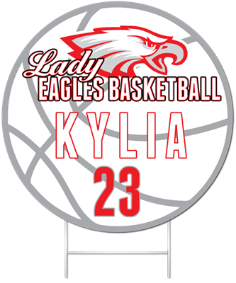 Girls Basketball Round Yard Sign