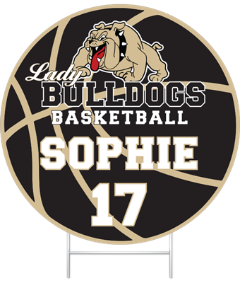 Girls Basketball Round Yard Sign