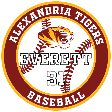 Alexandria Tigers Baseball decal for Everett #31