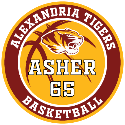 Alexandria Tigers Basketball decal for Asher #65