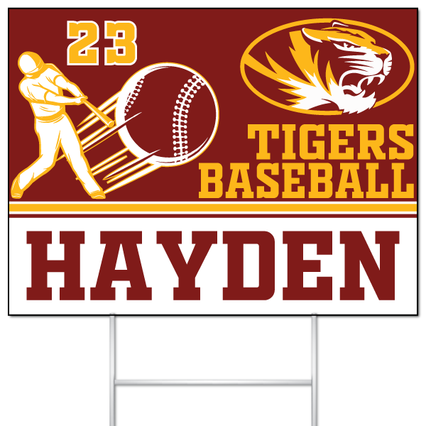 Tigers Baseball yard sign for Hayden #23