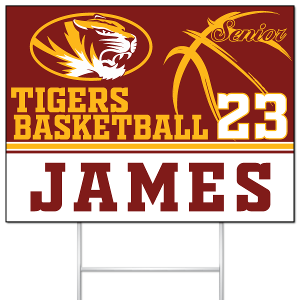 Tigers Basketball Senior yard sign for James #23