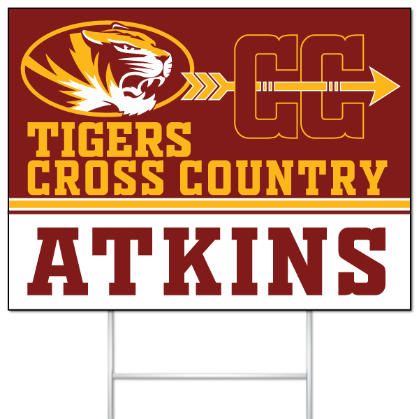 Tigers Cross Country yard sign for Atkins