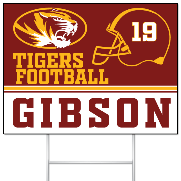 Tigers Football yard sign for Gibson #19