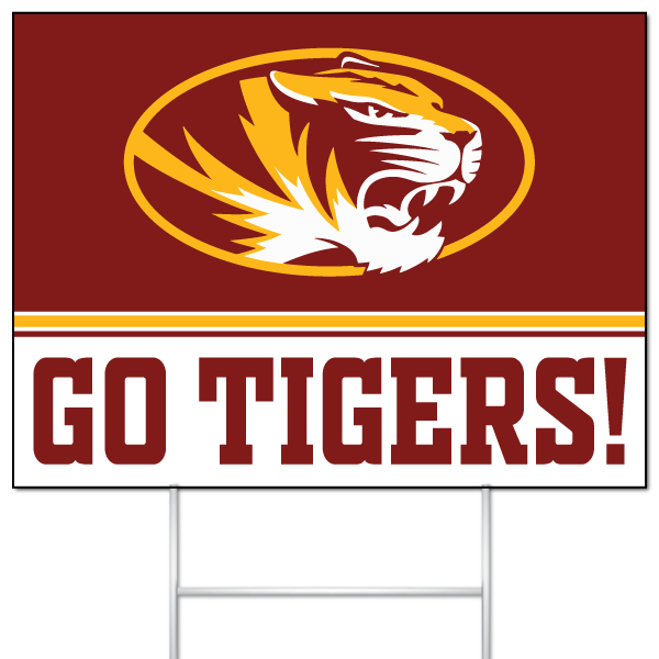 Go Tigers! fan yard sign with Alexandria Tigers logo