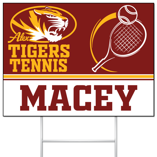 Tigers Tennis yard sign for Macey