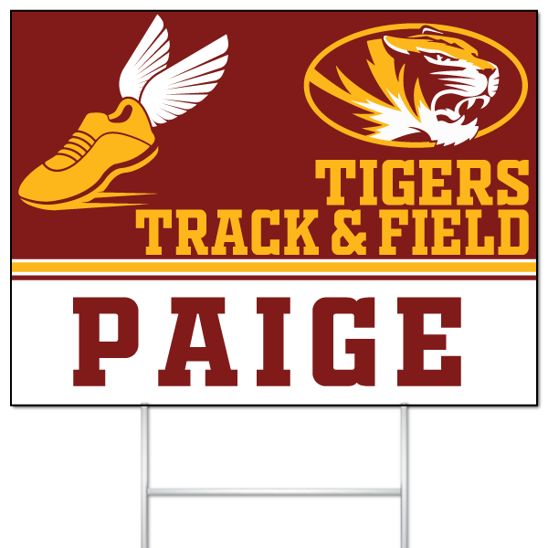 Tigers Track & Field yard sign for Paige
