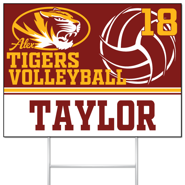 Tigers Volleyball yard sign for Taylor #18