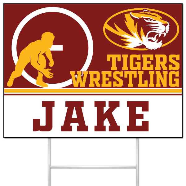 Tigers Wrestling yard sign for Jake