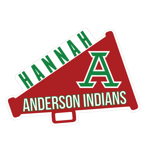 Anderson Indians Hannah cheer megaphone decal