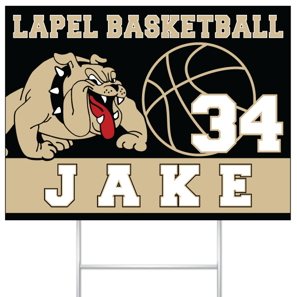 Lapel Basketball yard sign for Jake #34