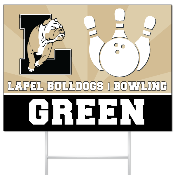 Lapel Bulldogs Bowling yard sign for Green