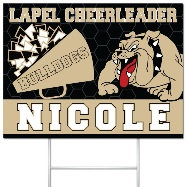 Lapel Cheerleader yard sign for Nicole