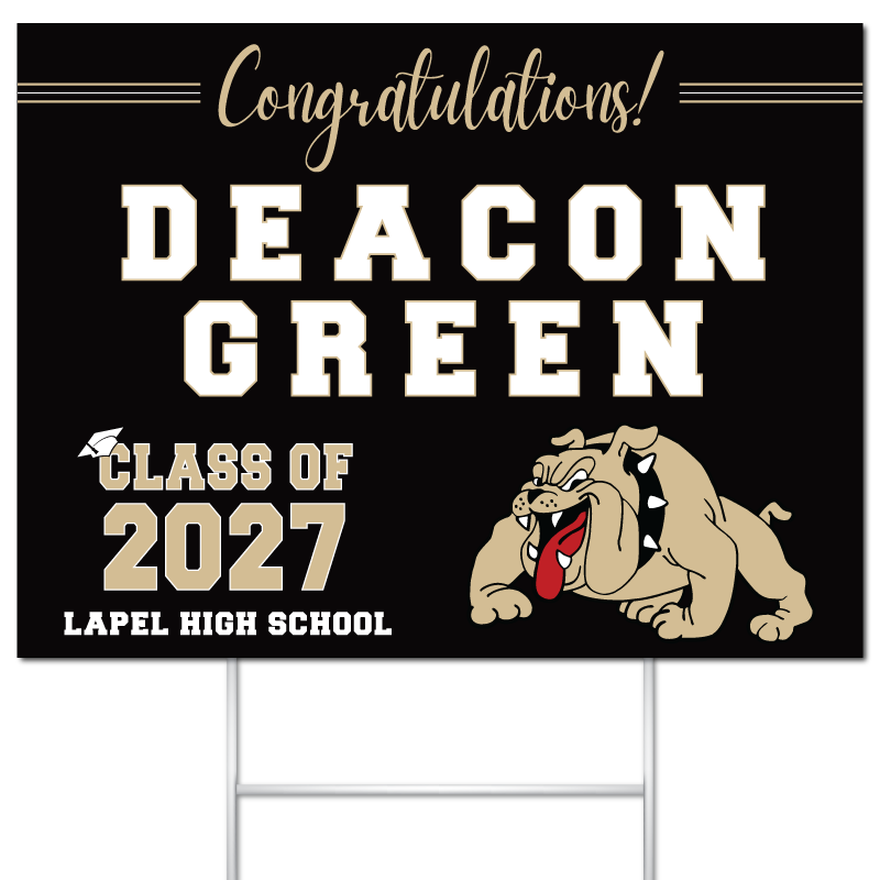 Lapel High School Class of 2027 graduation yard sign for Deacon Green
