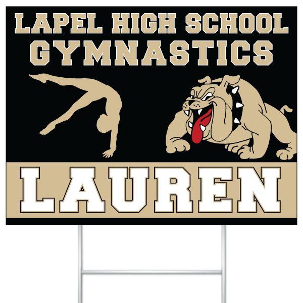 Lapel High School Gymnastics yard sign for Lauren