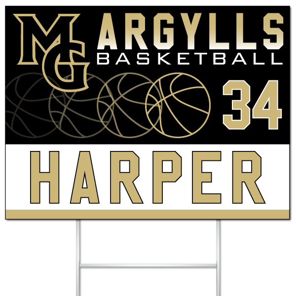 Argylls Basketball yard sign for Harper #34